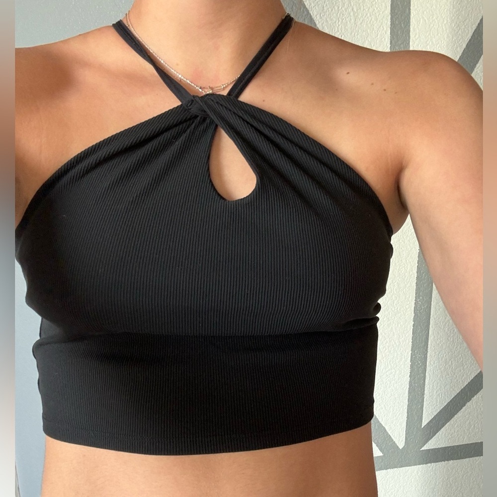 Super cute Outdoor voices top with built in bra in the color black size small